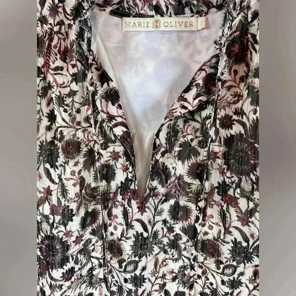 Marie Oliver Haley silk blend blouse size 1 (large)Ember Harvest ruffle flowy - Picture 4 of 9